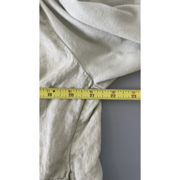 Flax Linen Asymmetric Jacket Top Medium Green Lagenlook Minimalist Artsy Beachy - Picture 11 of 14
